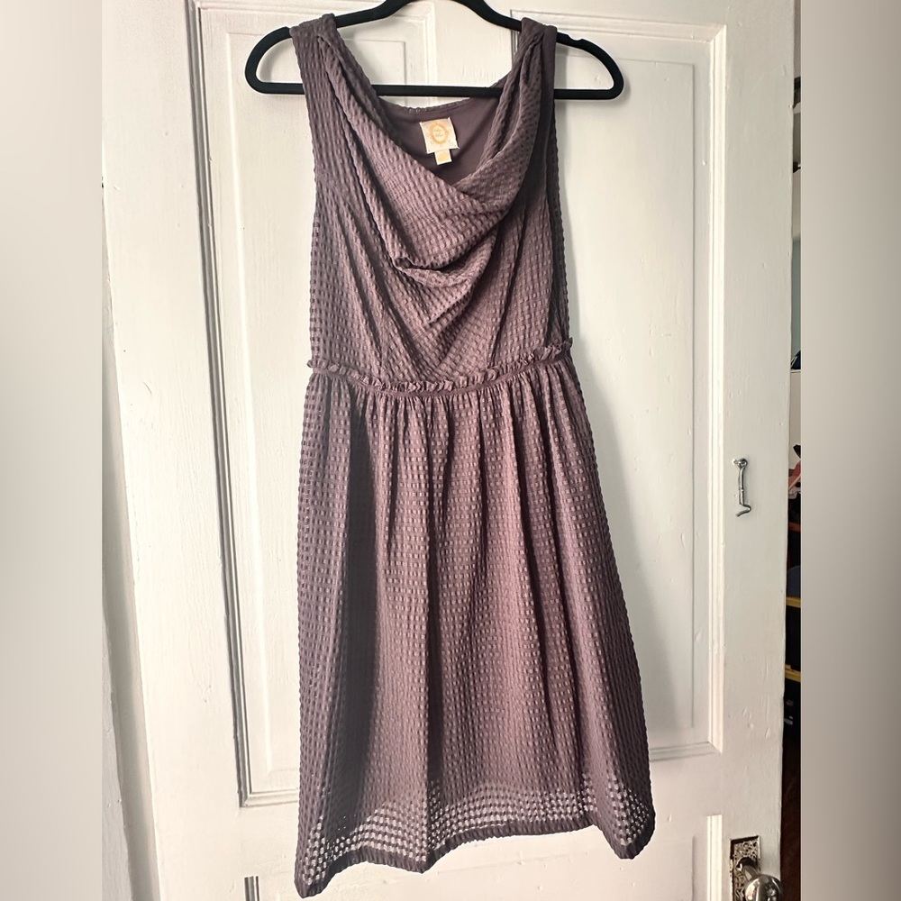 Elegant Mauve Textured Knit Midi Dress